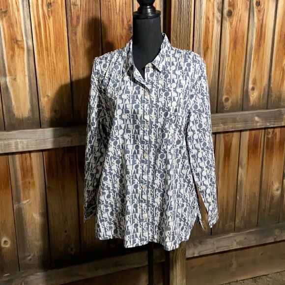 VS blouse graphics ‘Victoria’s Secret’ long sleeve gray white pink Large NWOT - Picture 1 of 7